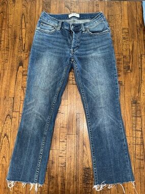 We The Free Straight Leg Blue Jeans with Raw Hem Size 27
